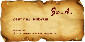 Zsarnai Ambrus névjegykártya